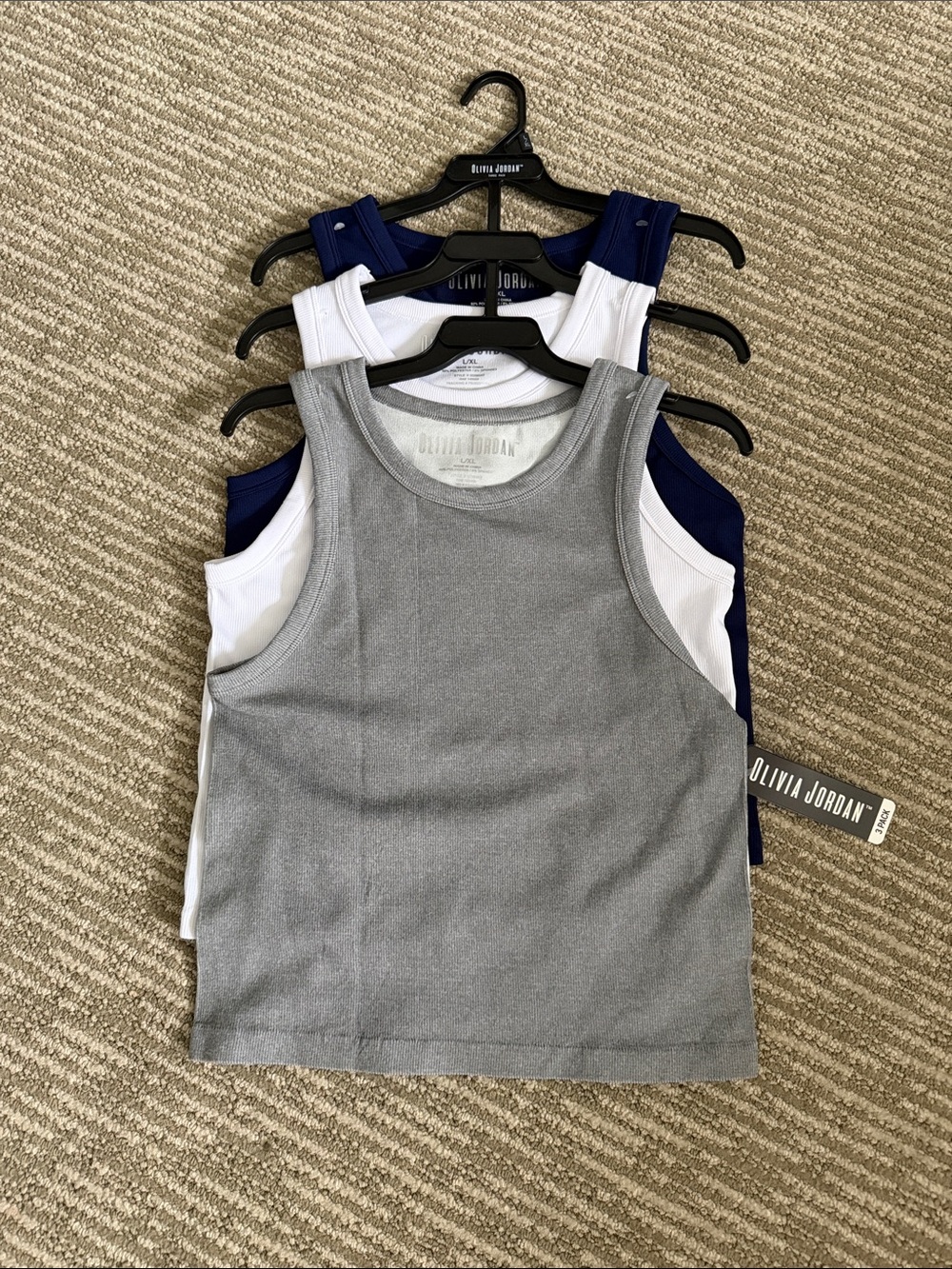 Women's 3-Pack Tank Tops - Gray, White & Navy